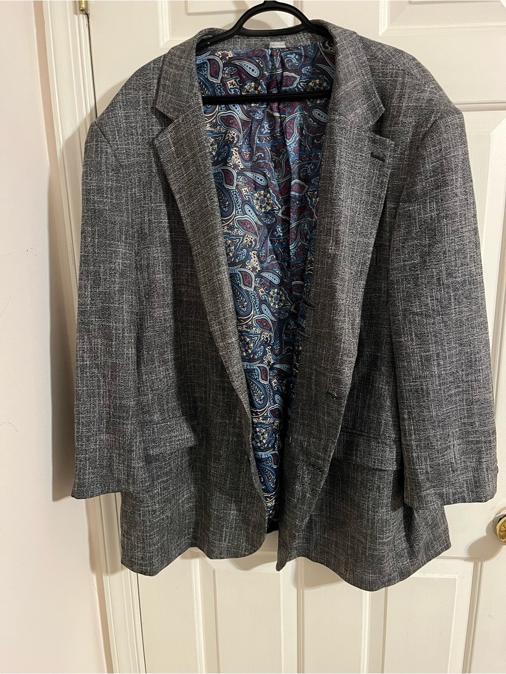 Oak Hill Men Gray Herringbone Blazer Sport Coat Jacket 3XL 54/56 Paisley Lined